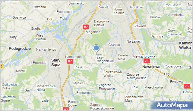 mapa Łazy Biegonickie, Łazy Biegonickie na mapie Targeo